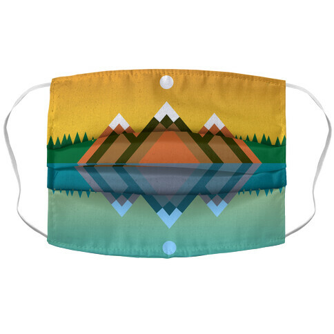 Mountain Lake Landscape Accordion Face Mask