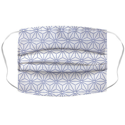 Sashiko Asanoha (White) Accordion Face Mask