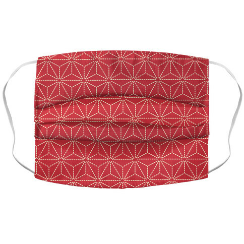 Sashiko Asanoha (Red) Accordion Face Mask