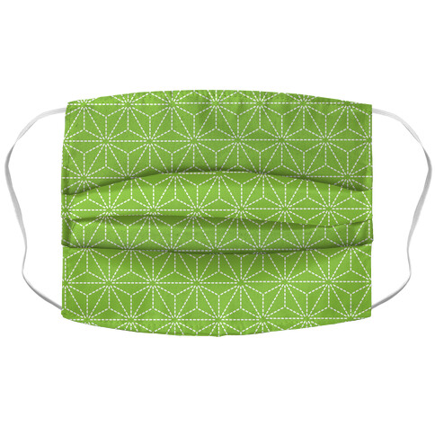 Sashiko Asanoha (Bright Green) Accordion Face Mask