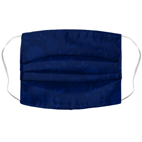 Navy Subtle Floral Pattern Accordion Face Mask