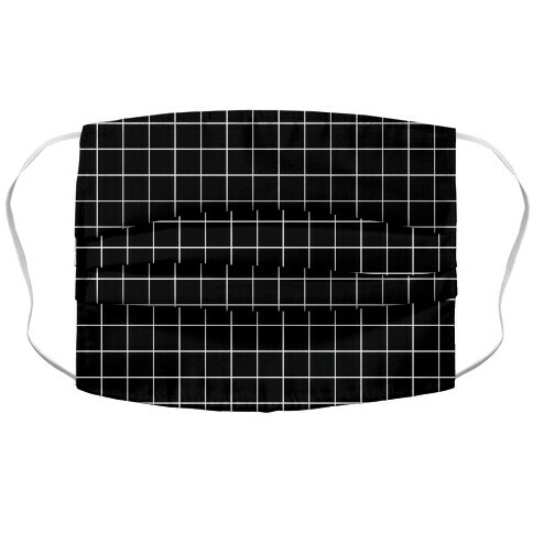 Black and White White Line Grid Design Accordion Face Mask