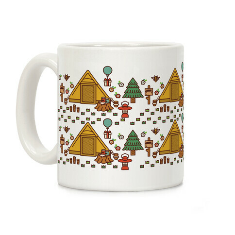 Yellow Tent Glamping Pattern Coffee Mug