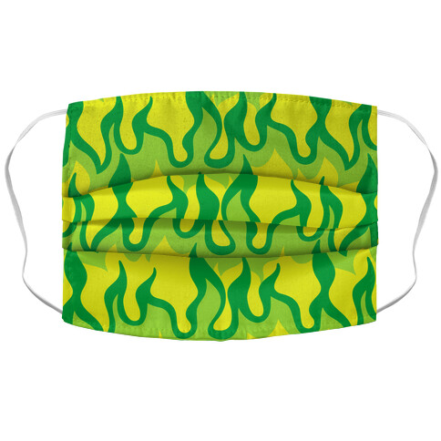 Green Flames  Accordion Face Mask