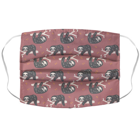 Sloth Dusty Rose Boho Pattern Accordion Face Mask