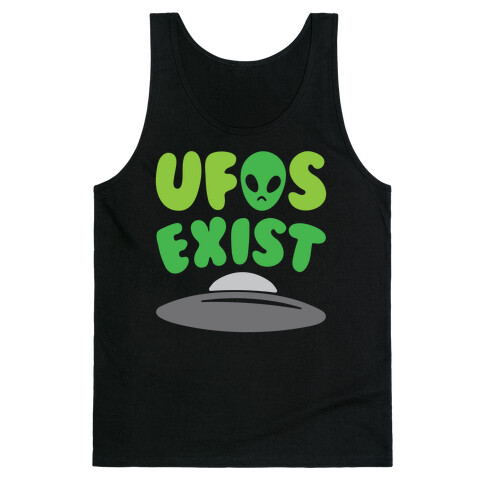 UFOS Exist White Print Tank Top