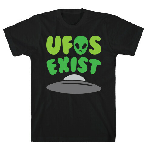 UFOS Exist White Print T-Shirt