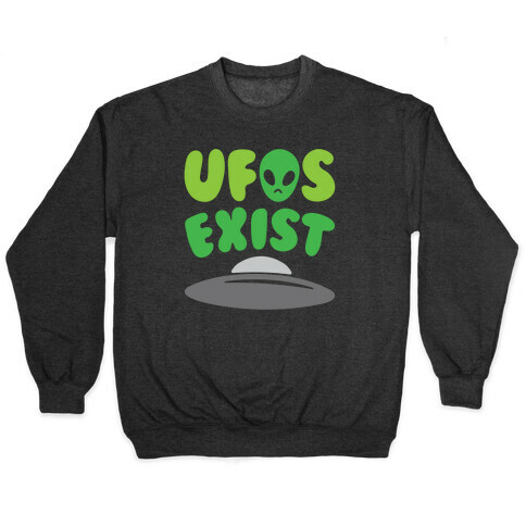 UFOS Exist White Print Pullover