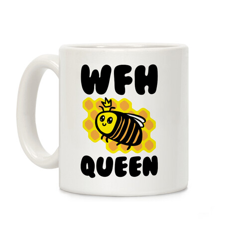 WFH Queen White Print Coffee Mug