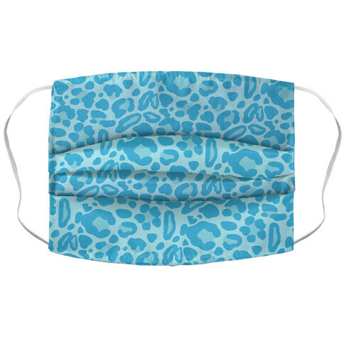 Blue Leopard Print Pattern Accordion Face Mask