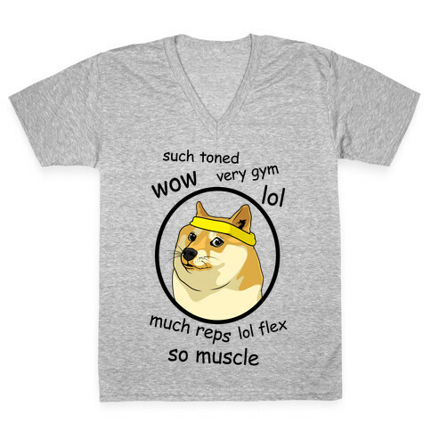 Fitness Doge V-Neck Tee Shirt