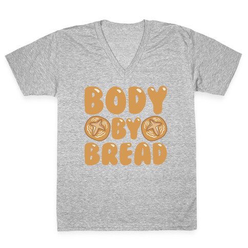Body By Bread White Print V-Neck Tee Shirt