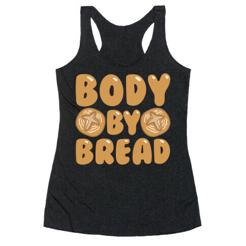 Body By Bread White Print Racerback Tank Top