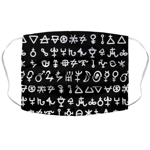 Alchemical Symbols Black and White Accordion Face Mask