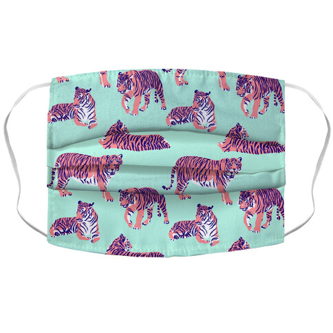 Tiger Pattern Pink and Bright Blue Accordion Face Mask