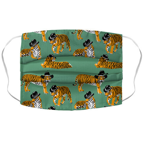 Tigers in Cowboy Hat Pattern Accordion Face Mask