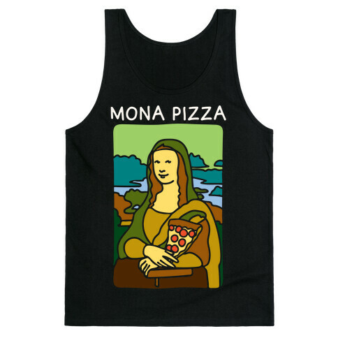 Mona Pizza Parody White Print Tank Top