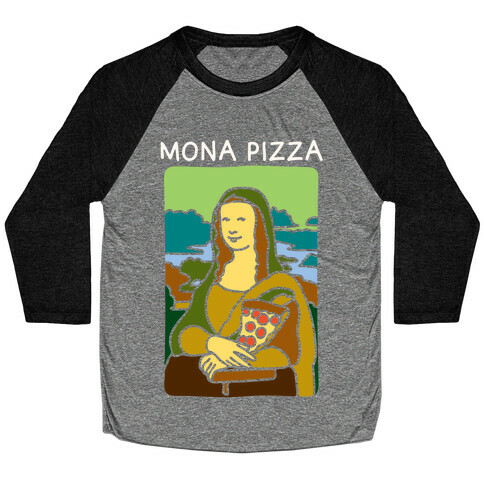 Mona Pizza Parody White Print Baseball Tee
