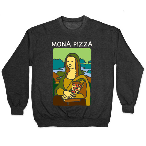 Mona Pizza Parody White Print Pullover