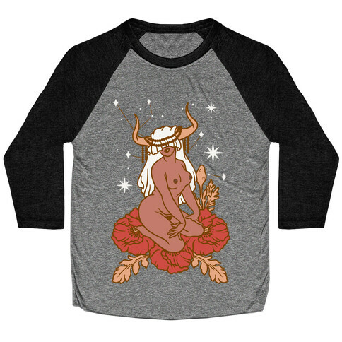 Zodiac Pinup Taurus Baseball Tee