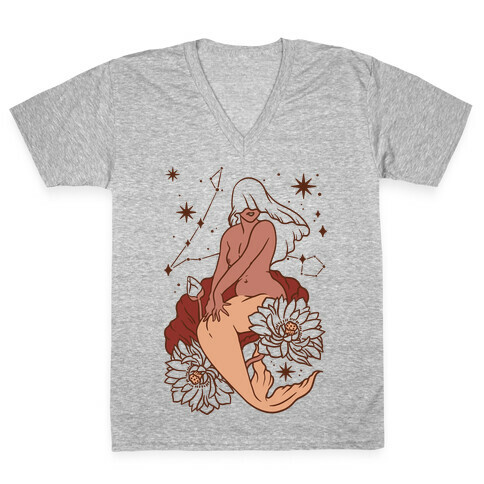 Zodiac Pinup Pisces V-Neck Tee Shirt