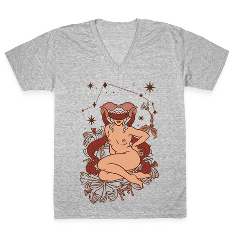 Zodiac Pinup Aries V-Neck Tee Shirt