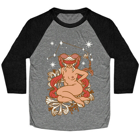 Zodiac Pinup Aries Baseball Tee