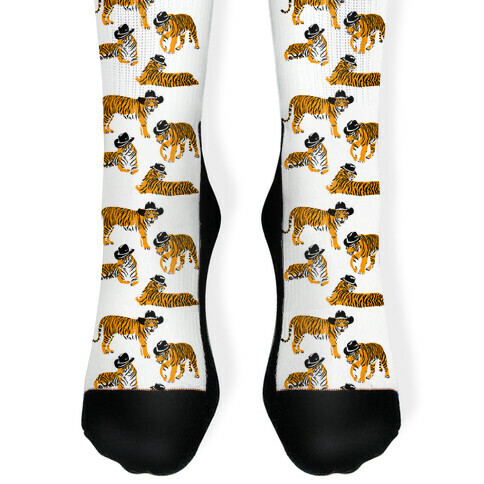 Tigers in Cowboy Hat Pattern Sock