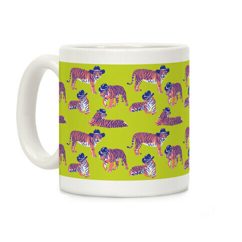 Tigers in Cowboy Hat Neon Pattern Coffee Mug