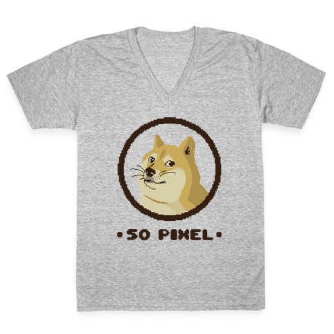Pixel Doge V-Neck Tee Shirt