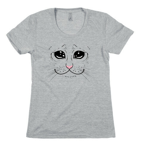 Crying Cat Face Womens T-Shirt