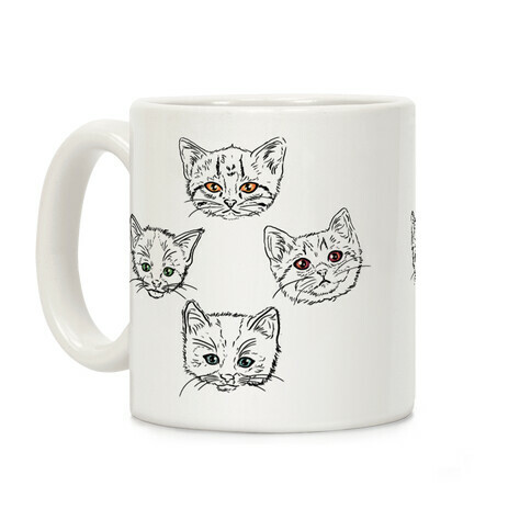 Colorful Eyed Kitten Pattern Coffee Mug