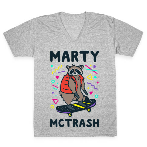 Marty McTrash Raccoon Parody V-Neck Tee Shirt