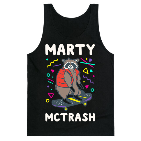 Marty McTrash Raccoon Parody White Print Tank Top