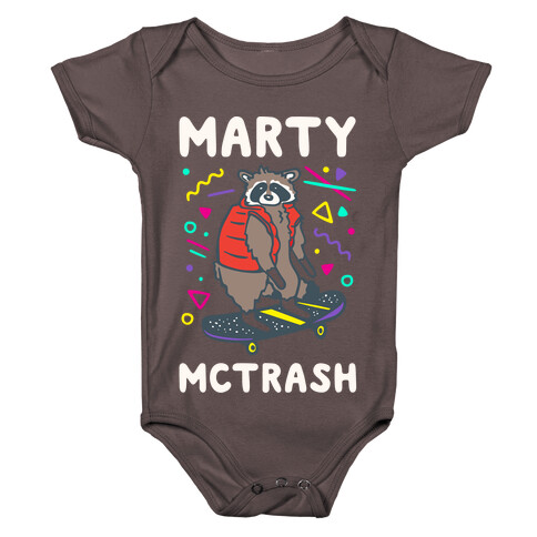 Marty McTrash Raccoon Parody White Print Baby One-Piece