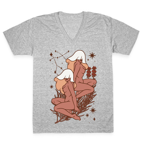 Zodiac Pinup Gemini V-Neck Tee Shirt