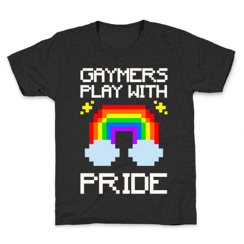 Gaymers Play With Pride White Print Kids T-Shirt