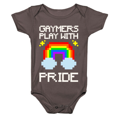 Gaymers Play With Pride White Print Baby One-Piece