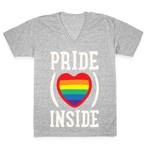 Pride Inside White Print V-Neck Tee Shirt