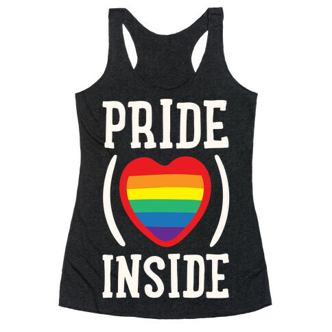 Pride Inside White Print Racerback Tank Top