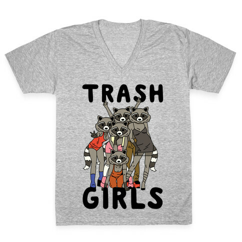 Trash Girls Raccoons V-Neck Tee Shirt