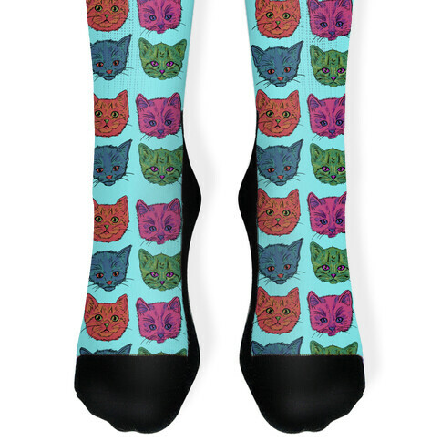 Colorful Kitten Square Pattern Sock