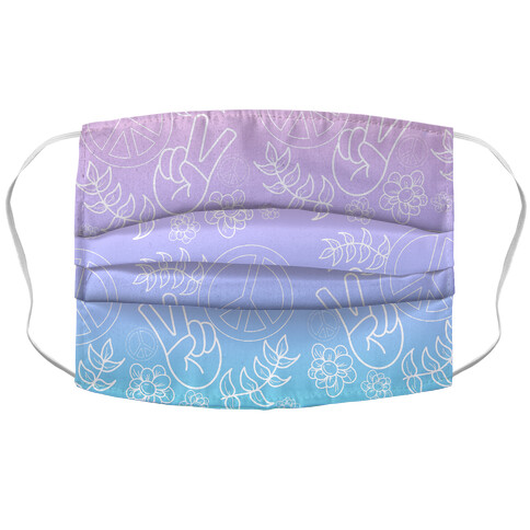 Hippie Peace Pattern Cotton Candy Gradient Accordion Face Mask