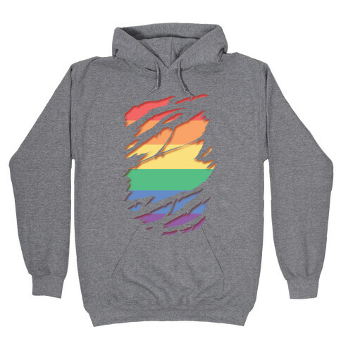 Ripped Shirt: Gay Pride Hooded Sweatshirt