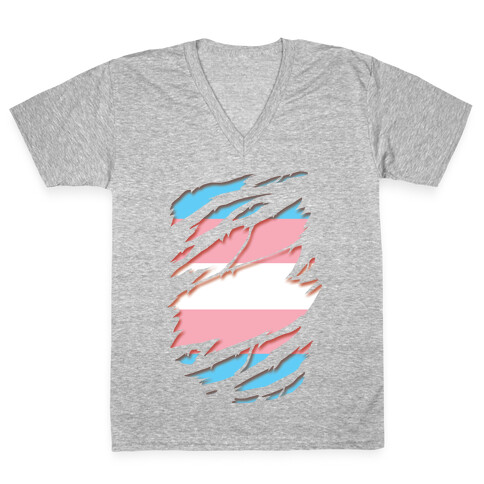 Ripped Shirt: Trans Pride V-Neck Tee Shirt