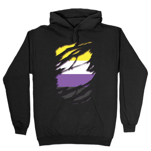 Ripped Shirt: Non-Binary Pride Hooded Sweatshirt