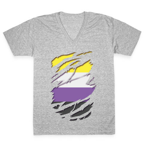 Ripped Shirt: Non-Binary Pride V-Neck Tee Shirt