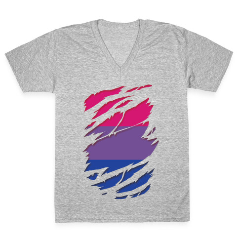 Ripped Shirt: Bi Pride V-Neck Tee Shirt