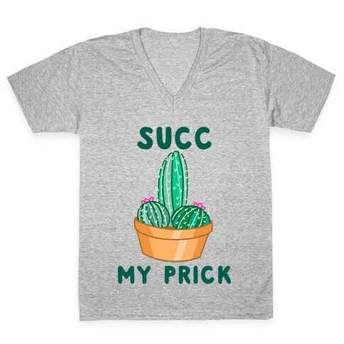 Succ My Prick Phallic Cactus V-Neck Tee Shirt
