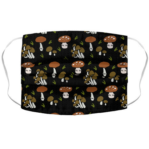 Forest Mushroom Boho Pattern Black Accordion Face Mask